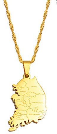 LODMLOER Republik Korea &Amp; Stadt Name Anhänger Halsketten Für Frauen Mädchen Südkorea Schmuck Karten Koreanisch Atriotic Geschenk Modeschmuck Beste Freundin Geschenk Pullover Kette,