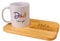 Mothers day gift. Personalised tea and biscuits serving tray holder. Custom engraved wooden drinks and cake snack nibbles board tiffin with matching ceramic mug