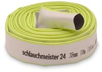 Ø 1 1/2 Zoll - 38 mm, 10 m Flachschlauch | Bauschlauch | Industrieschlauch | Synthetischer Gummi, Weiß mit Grün, 10 Bar, -20°C bis +60°