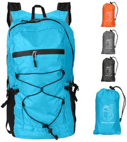 ALXBSONE Wanderrucksack Leicht verstaubar wasserabweisend Hohe Kapazität Rucksack Reiserucksack Herren Damen Trekkingrucksack für Reisen, Camping, Outdoor(Hell Blau)