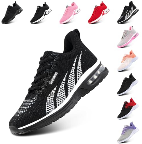 Hitmars Chaussure de Course Femme Légères Respirante Chaussures de Sport Fitness Gym Athlétiques Chaussures de Running Confortables Jogging Sneakers Noir EU 38