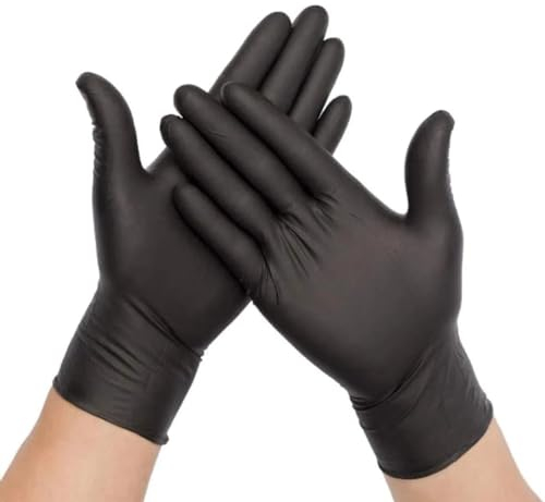 Gedikum Einweghandschuhe Schwarz 100 Stück/Box, Einmalhandschuhe, Nitrilhandschuhe puderfrei, Handschuhe Einweg latexfrei, Gummihandschuhe Einweg, Handschuhe Nitril, Einmalhandschuhe S, M,L&XL (M)