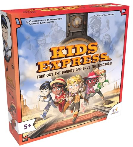 Ludonate: Kids Express - Cooperative Board Game, 3D Train, Flick Projectiles to Hit Bandits, Kids Version of Colt Express, Age 5+, 1-4 Players, 15 Min