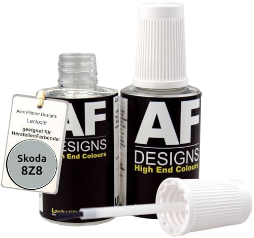 Alex Flittner Designs Lackstift für Skoda 8Z8 Brillant Silver Metallic 2x20 | Lackstift Set geeignet für Farbcode: 8Z8 und Farbname: Brillant Silver Metallic