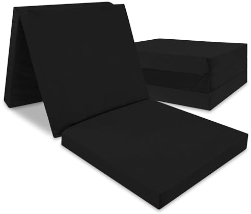 Totsy Baby Gästebett Matratze Klappmatratze 195 x 65 x 8 cm - Gästematratze klappbar Foldable Mattress Faltmatratze mit abnehmbarem ökologisch Bezug Bodenmatratze Velvet Schwarz