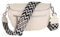 MIRROSI® Damen Bauchtasche Umhängetasche 27x14,5x8cm Damen, Made in Italy, aus Echtleder Tasche Echtes Leder, Brusttasche, Crossbody Bag,Bohemian Style (1 Tasche 2 Gurte) (Beige Boho schwarz)