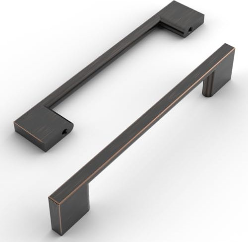Amerdeco 10 Stück Möbelgriffe Öl Rieb Bronze, 128mm Lochabstand, Aluminiumlegierung Schubladengriffe & Schrankgriffe für Küchenschränke & Kleiderschränke UK0035