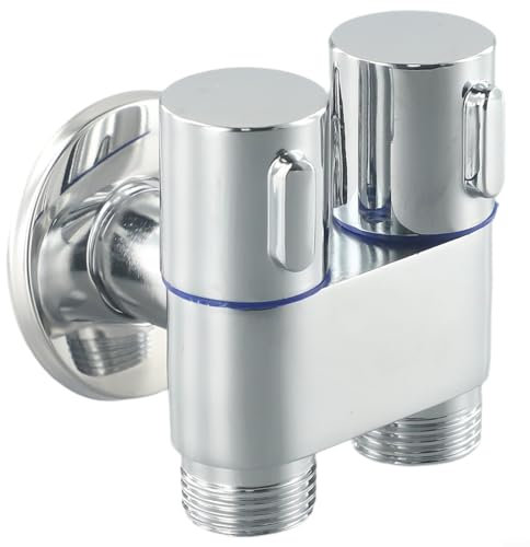 G1/2 1 in 2 Out Double Control Valve Washing Machine Faucets Sink Faucet for Kitchen Bathroom Toilet Triangle Valve Bidet Sprayer Wall-Mounted Faucet