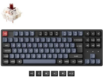 Keychron K8 Pro QMK/VIA Custom Wireless Mechanische Tastatur,Hot-Swap Aluminiumrahmen TKL ISO-DE-Layout Programmierbare Tastatur RGB-Hintergrundbeleuchtung,Gateron G Pro Brauner Switch