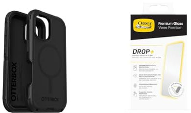 OtterBox Bundle Defender Series MagSafe Case for iPhone 16, Shockproof, Drop Proof, Ultra-Rugged, Protective Case, Black & Premium Glass Screen Protector