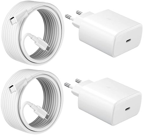 2er-Pack 45W Schnellladegerät USB C Schnellladekabel für Samsung Galaxy S25/S24/S23/S22/S21 Ultra/Plus/S20FE/A73/A55 A54 A53 A34 A15, 2M Typ C Ladekabel mit Netzteil Ladegerät Adapter Fast Charger