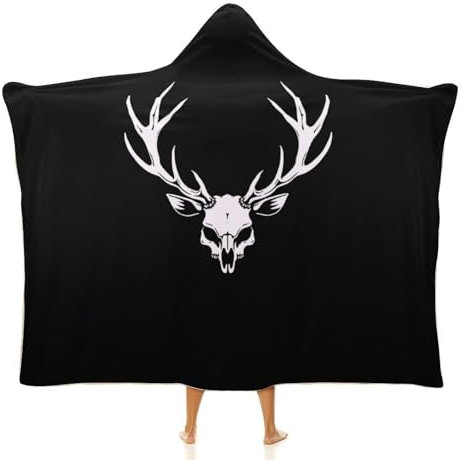 Lorolivier Cool Antlers Kuscheldecke Mit Kapuze,Winter Weich Wohndecke Schlafdecke Sofadecke Plüschdecke Pelzdecke Printdesign Couchdecke Wearable Decke Für Erwachsene Kind 50x60