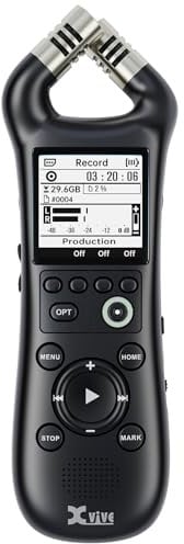 Xvive - Grabadora de mano digital XV1-R con micrófonos integrados - grabación wav mono estéreo
