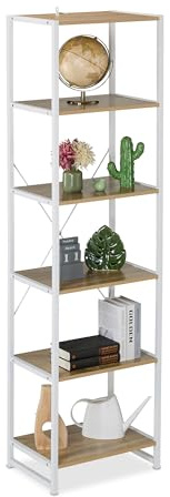 Relaxdays Standregal, HxBxT: 180 x 50 x 35 cm, 6 offene Ablagen, Beistellregal für Wohnzimmer, Küche, Flur, Farbwahl