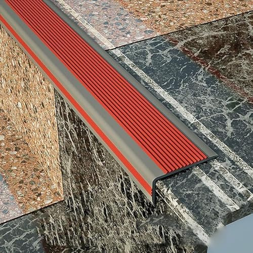 Treppenkantenverkleidung, Treppenkantenprofil, L-Förmiges Rutschfestes Sicherheitsband, Selbstklebende Treppenkanten, rutschfeste Stufen Für Außen- Oder Innentreppenkanten, Rot || 5 cm X 2,5 cm X