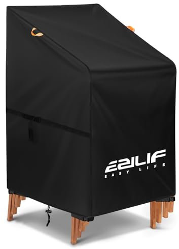 Ezilif Garden Chair Covers, 70x90x80/120cm, 420D Oxford Heavy Duty waterproof Chair covers outdoor, Windproof Anti-UV Patio Stacking Chair Cover with Drawstring for Outdoor Patio Garden