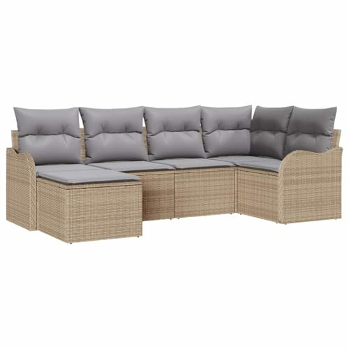 vidaXL Gartensofa-Set Beige Poly-Rattan, Garten und Terrasse, modularer Stil, langlebige Outdoor-Couch, UV-beständige Materialien, leicht und bequem