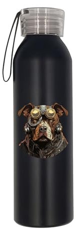 Pitbull Dog Steampunk Art Water Bottle, Insulated Bottle, Stainless Steel Water Bottle