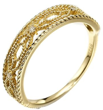 Homxi Trauringe Damenring Gold 375, Rund mit Moissanit, Damen Ring Gold Verlobung Groß 51 (16.2)
