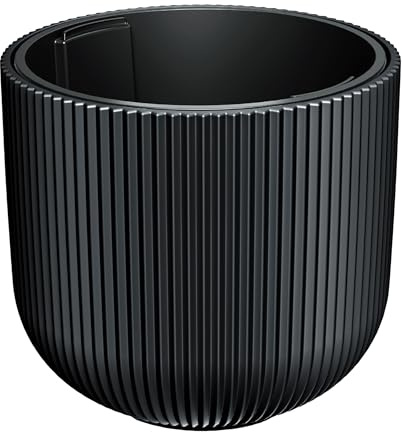 Spetebo XL Kunststoff Rillen Blumentopf anthrazit rund wetterfest - 47 x 38 cm - Garten Pflanzkübel UV-beständig mit Pflanzeinsatz - Blumenkübel Pflanzentopf Pflanzgefäß für Außen und Innen