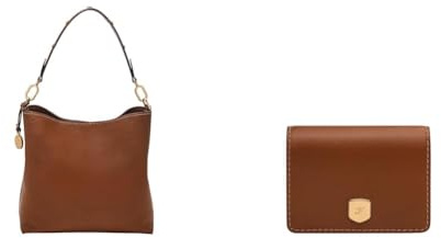 Fossil Damen Jessie Braune Ledertasche und Lennox Portemonnaie, Set