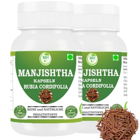 Morsan Healthcare Manjistha Kapseln – Ayurveda Kräuterergänzung – Rubia Cordifolia Pulver – Pflanzlich, Vegan, Natürlich, 60 Kapseln (Packung mit 2) (2er - Pack)