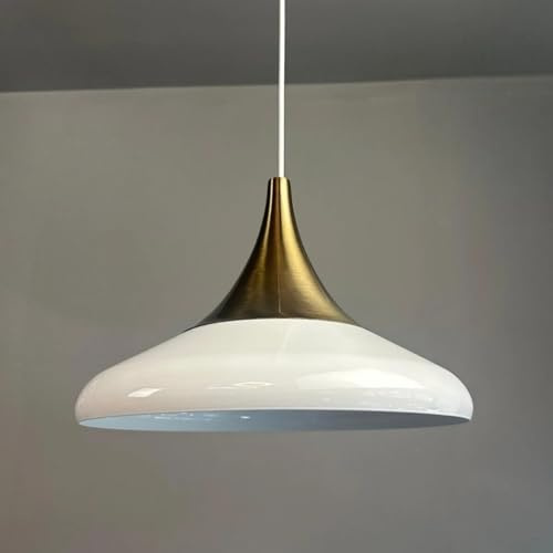 bamyum Hängelampe Paladin Weiß Metall Ø35cm, Lampenschirm Wohnzimmer Industrial Vintage, Pendelleuchte Esstisch, Küchenlampe Hängend