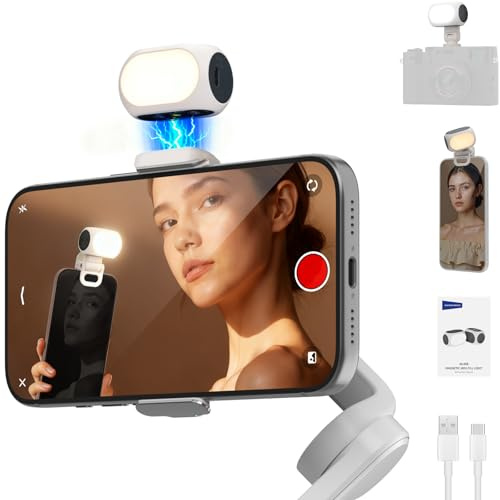 NEEWER BASICS Luce Selfie di Riempimento Magnetica con Clip Telefono/Coldshoe Compatibile con DJI OSMO Mobile 7P 7 SE ZHIYUN Gimbal iPhone, CRI90+ 800mAh Mini LED Camera Light per Riprese Video, NL40B