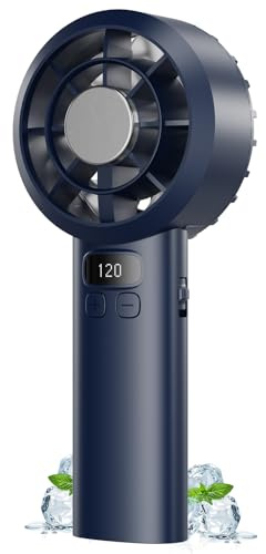 DDHTSAL Small Portable Handheld Fan - 1-120 Adjustable Speed, 3000mAh Rechargeable Battery Mini Fans, Smart LED Display, USB-C Fast Charge, Ultra Light Portable Cooling Fan for Travel, Home, Office