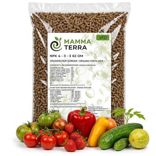MammaTerra Hühnermist Pellets – Organischer Langzeitdünger für Tomaten, Gemüse, Hochbeet & Garten – Natürlicher NPK Dünger – Geruchsarm & Für ökologischen Landbau geeignet