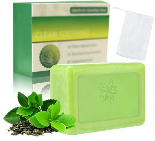 PYRUVAE Savon Antifongique à l'Huile d'Arbre à Thé (Tea Tree) - Lot de 2 avec Filet, Savon Anti Mycose pour Pieds et Corps, Nettoyant Antibactérien pour Acné,Démangeaisons et Odeurs,Formule Naturelle