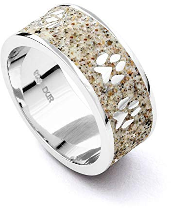 DUR Sandkatze Damen Ring aus Sterling-Silber und Strandsand in der Farbe Silber-Sand, Größe: 58, R478358