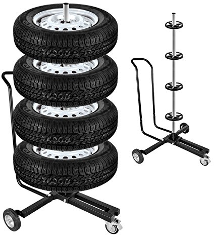 Arbre de jante en aluminium mobile noir 225 - 4 pneus max 100 kg - Avec frein de stationnement