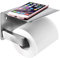 qobobo® Porte Rouleau Papier Toilette Mural en Acier Inox SUS304 Brossé Pour Salle de Bain WC avec Plateforme de rangement/Perçage ou 3M Auto-adhésif