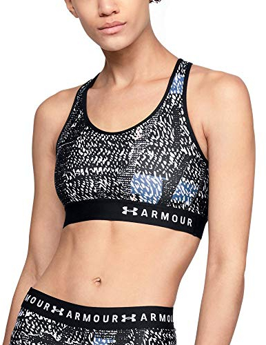 Under Armour Damen Sport Bra Mid Keyhole Print, Black/White (007), XS, 1307197