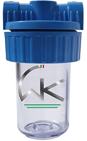 WK - Contenitore Vuoto per Filtrazione Acqua da 5 Pollici con Attacchi da 1/2 Pollice, Utilizzabile con Tutte le Cartucce