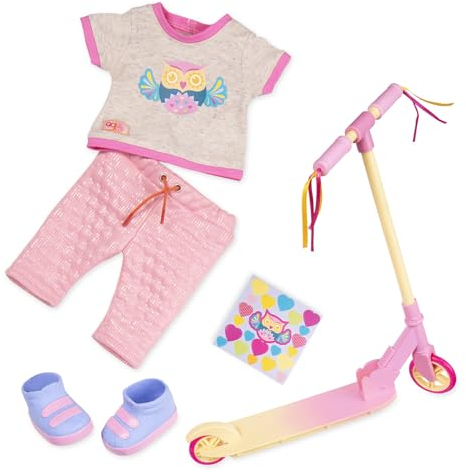 Our Generation – Sport Outfit – Scooter-Zubehör – 46 cm Puppenkleidung – Rollenspiel – Spielzeug für Kinder ab 3 Jahren – Eule auf großer Fahrt