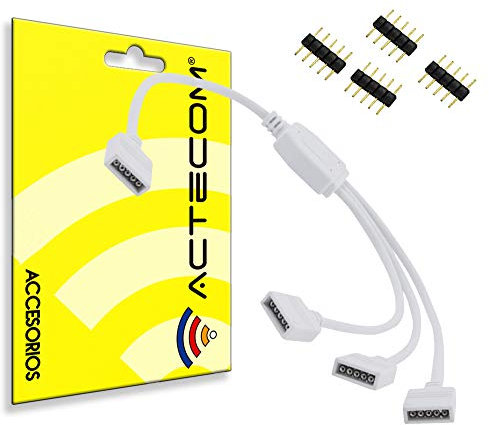 actecom® Cable Splitter Tira LED Separador RGBW 5 Pin 1 a 3 Conector Pines Blanco Divisor