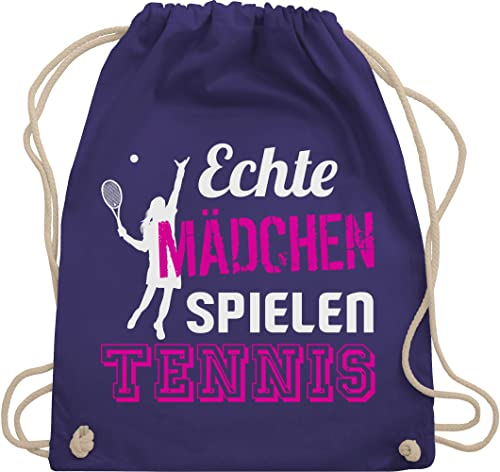 Shirtracer Turnbeutel Rucksack - Tennisspieler Geschenk - Echte Mädchen spielen Tennis - Unisize - Lila - frauen turn beutel turnsackerl geschenke mit kordelzug sprüche turnsäckchen kinderturnbeutel
