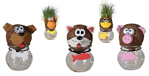 1x Tier Graskopf Figur Gras Kopf aus dem Gras wächst Büro Tisch Fensterdeko