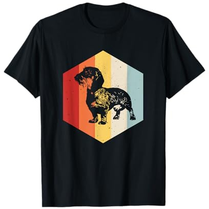 Retro Vintage Rauhaardackel Design T-Shirt