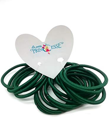 Set of 20 Thick 4mm dark green Snag Free Endless Hair Elastics Bobbles School Uniform Bands (Green Bottle)