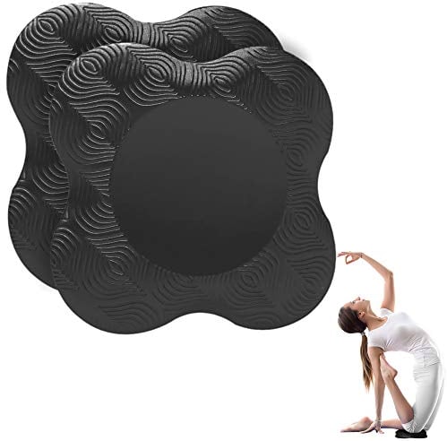munloo 2 Pezzi Yoga Ginocchia, Tappetini per Ginocchiere Antiscivolo Resistente all'Usura Protegge Ginocchia, Mani, Polsi e Gomiti (Nero)