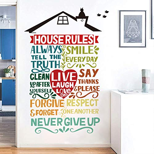 Runtoo Wandtattoo Familienregeln Wandsticker Zuhause Spruch Wandaufkleber Schlafzimmer Wohnzimmer
