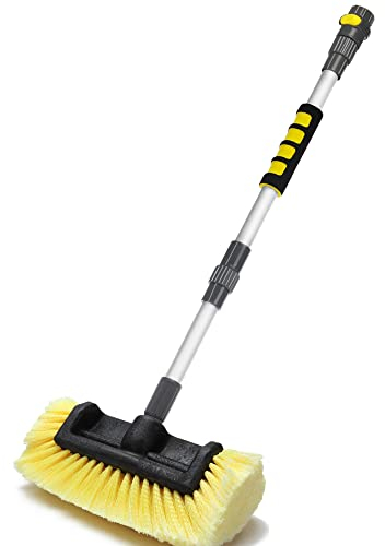 Anyyion 130 cm Autowaschbürste mit 25.4 cm weichen Borsten, EIN-/Ausschalter für Auto, LKW, Boot, Waschbürste, perfekt für die Reinigung von Hausverkleidung, Autos, LKWs, Wohnmobil, Böden und mehr