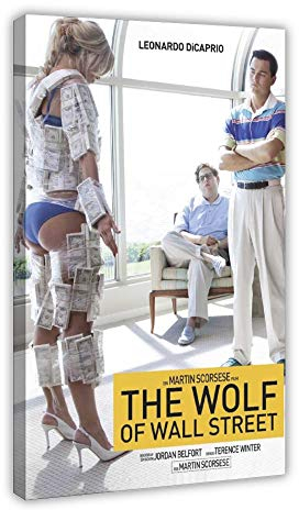 Filmposter The Wolf of Wall Street Leonardo DiCaprio 8, Leinwand-Poster, Wandkunst, Dekordruck, Gemälde für Wohnzimmer, Schlafzimmer, Dekoration, 60 x 90 cm, Rahmen