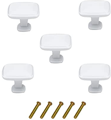 4PCS Antique Bronze Round Cabinet Knob, 35mm Dia Vintage Drawer Knob, Kitchen Cabinet Cupboard Door Drawer Pull Knob, Retro Bronzy Drawer Pull Handle, Hardware Knobs for Drawer Wardrobe… (white)