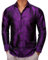 Barry.Wang Chemise habillée pour homme en soie cachemire à manches longues boutonnée grande et grande chemise tendance loisirs fête de mariage bal, Violet, M