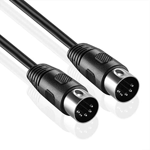 Getaria MIDI di 5 pin DIN Plug 5 m Nero, Utilizzato per Cavo Audio per Pianoforte Elettronico, Tastiera MIDI, Sintetizzatore, Interfaccia Audio, Sequencer, Pedale Multi-Effect