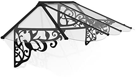 Canopia by Palram - Auvent pour Porte d'entrée Lily XL 2600-267 x 88 cm - Noir - Protection Solaire - Auvent de Porte d'entrée avec gouttière